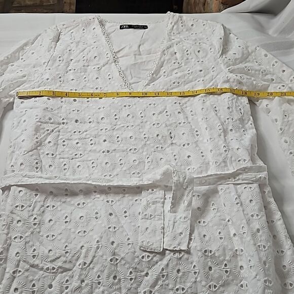 Zara Oversized White Eyelet Women's Maxi dress size XS - Picture 9 of 12